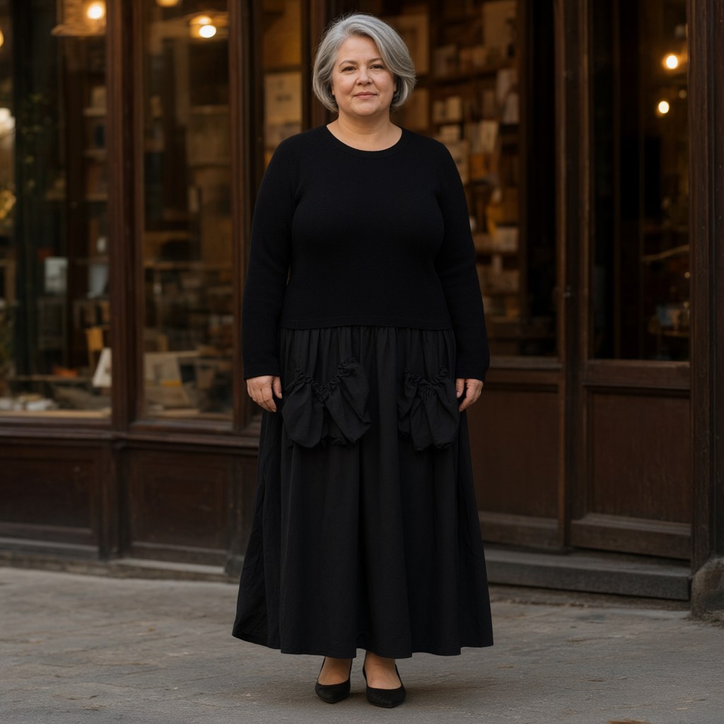 Vestido midi Ava con una modelo para mujer Angara Moda