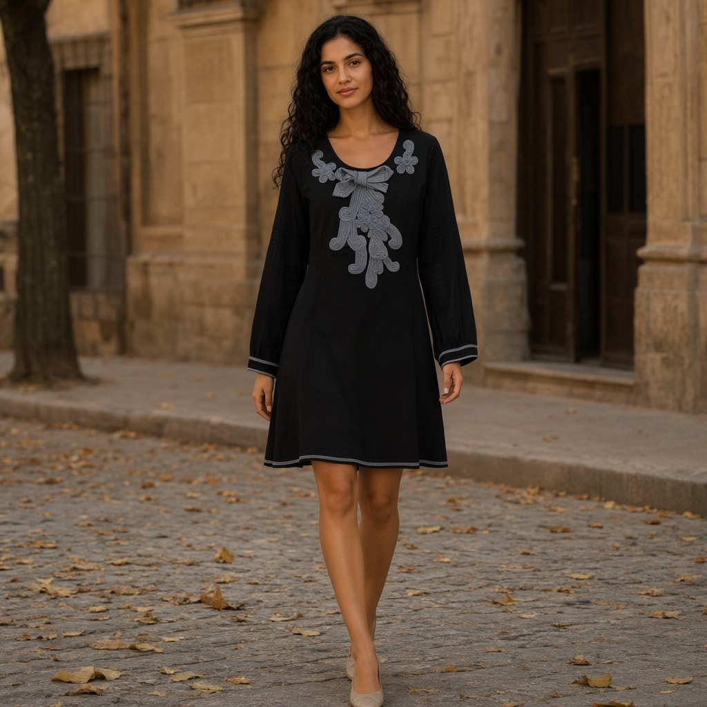 Vestido corto eda con una modelo para mujer Angara Moda
