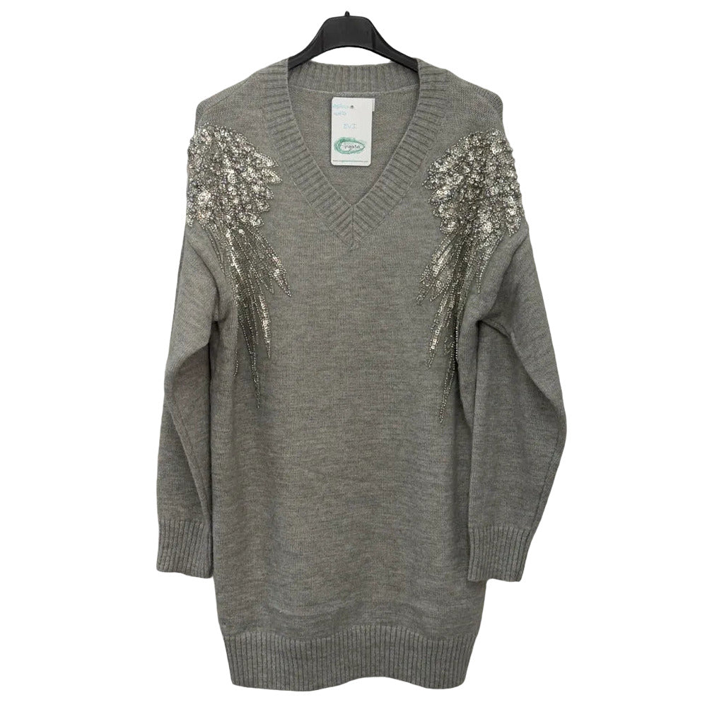 Vestido corto evi en color Gris sobre fondo blanco para mujer Angara Moda