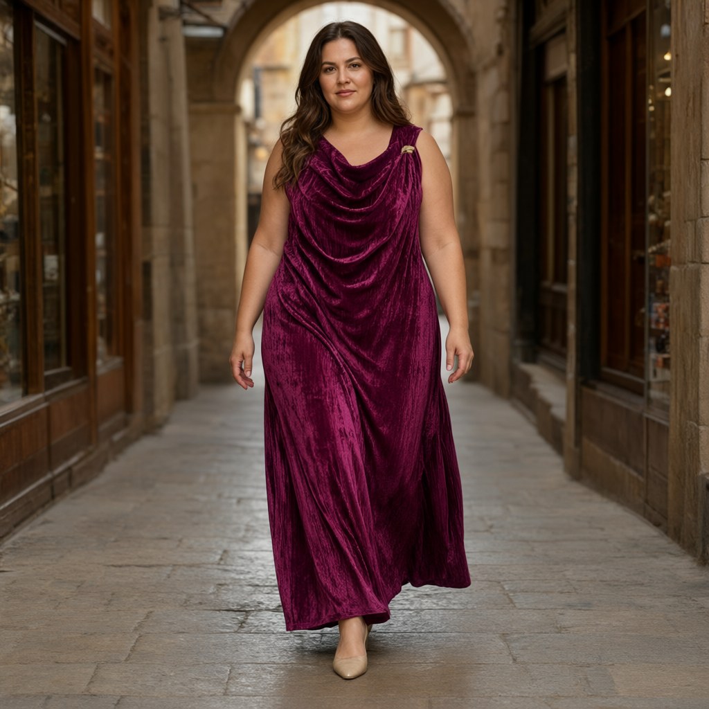 Vestido largo Lina con una modelo para mujer Angara Moda