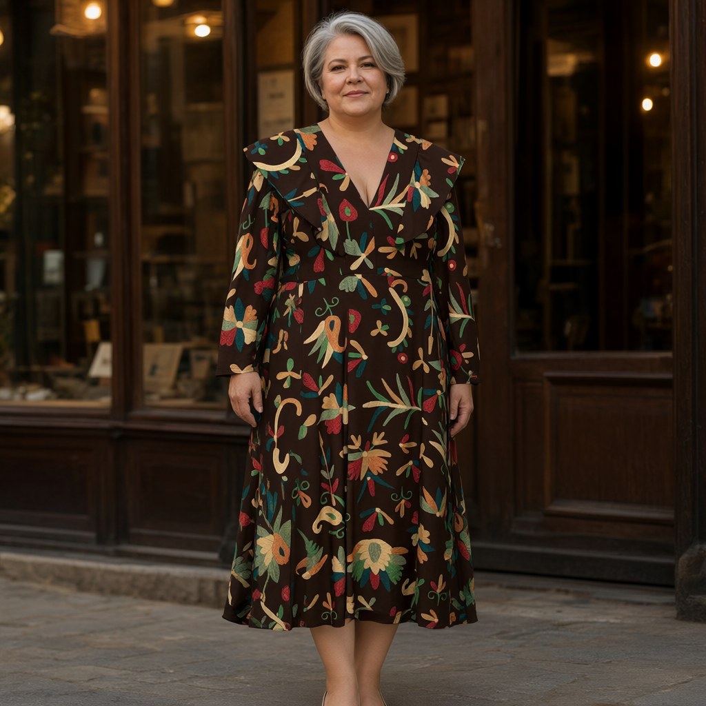 Vestido largo mira con una modelo para mujer Angara Moda