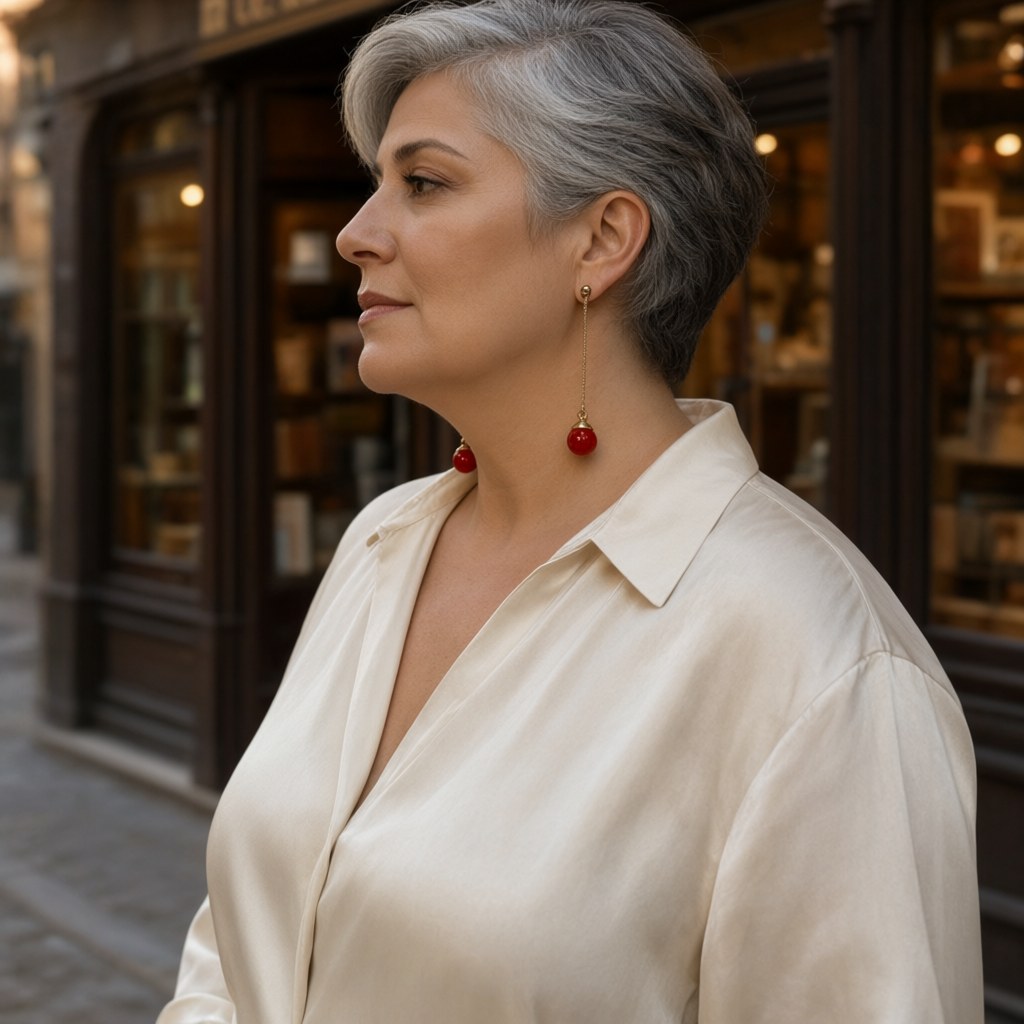 Pendiente chuche puestos en una modelo para mujer Angara Moda