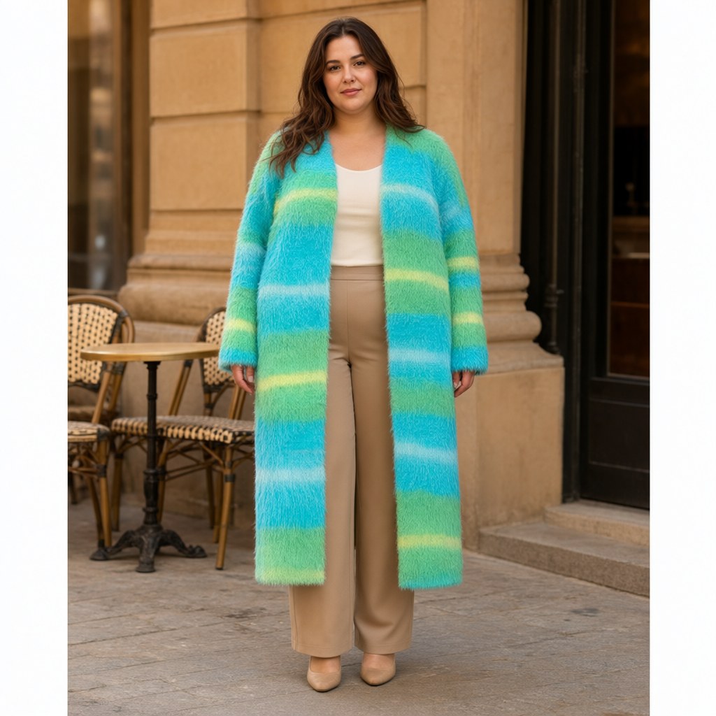 Chaqueta lana real con una modelo para mujer Angara Moda