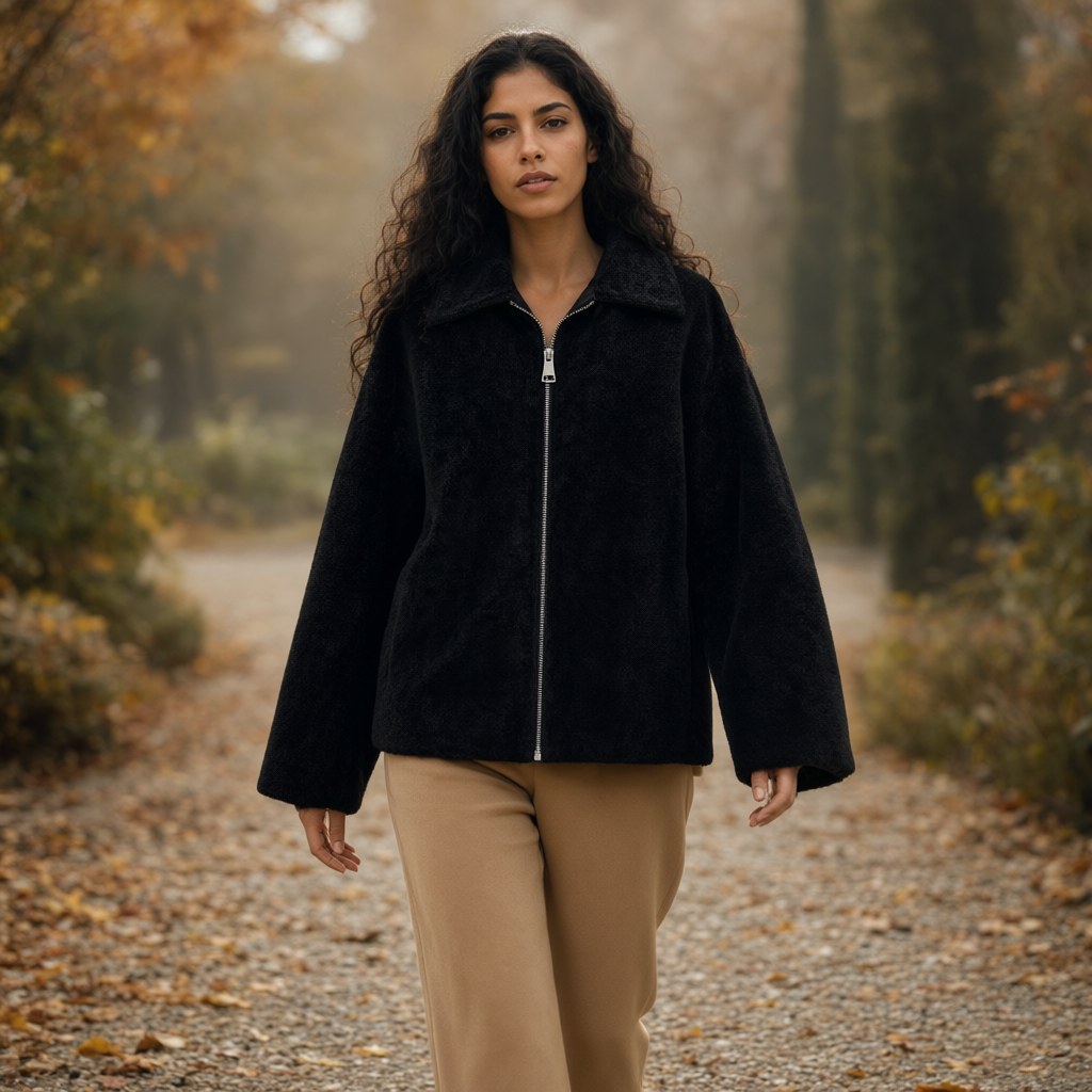 Abrigo piel boreal con una modelo para mujer Angara Moda