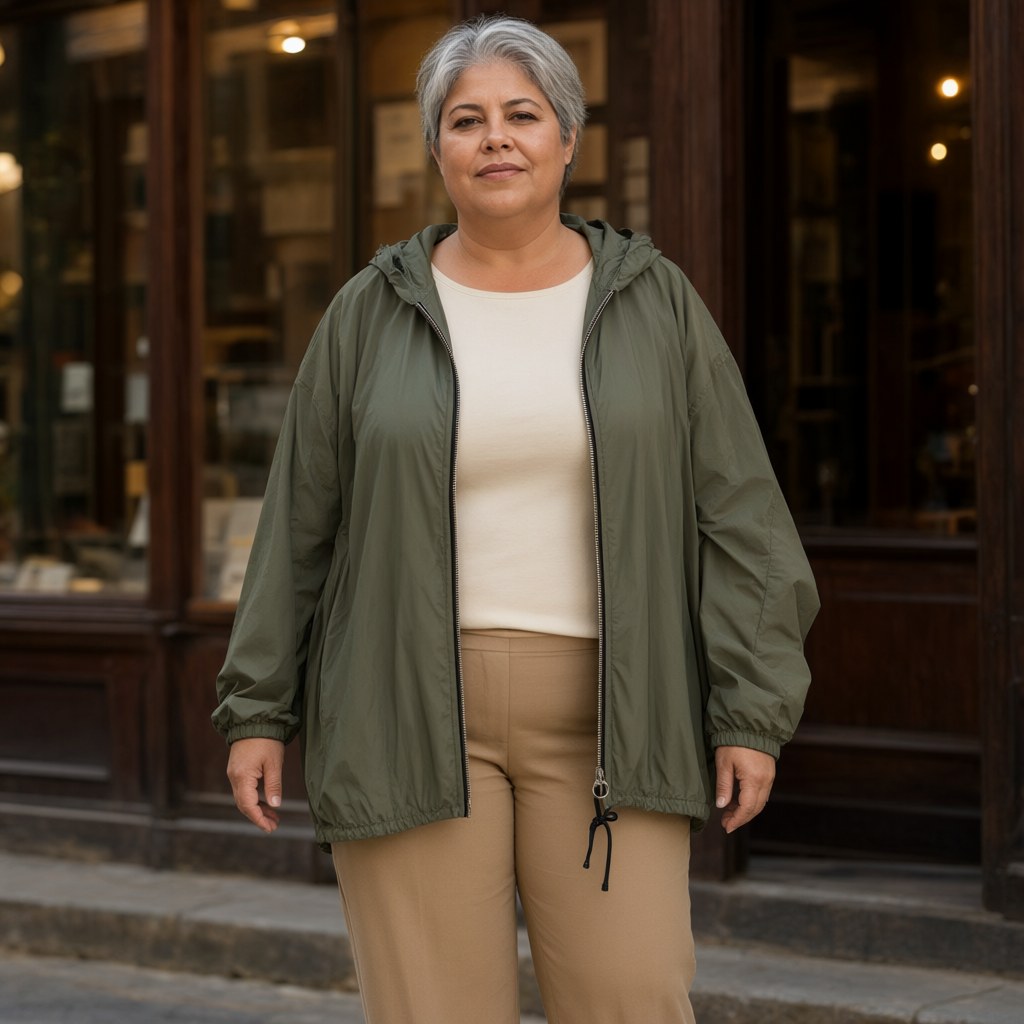 Chubasquero alpina con una modelo para mujer Angara Moda