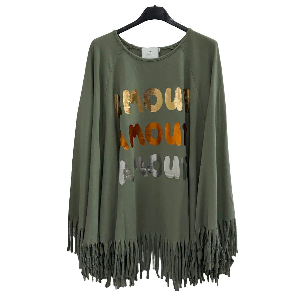 Poncho paño nordico en color Verde caza sobre fondo blanco para mujer Angara Moda
