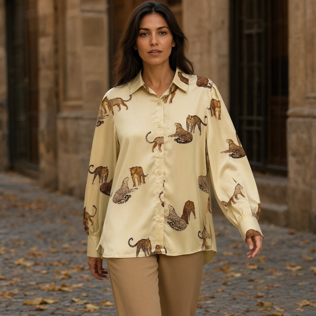 Camisa raiz con una modelo para mujer Angara Moda