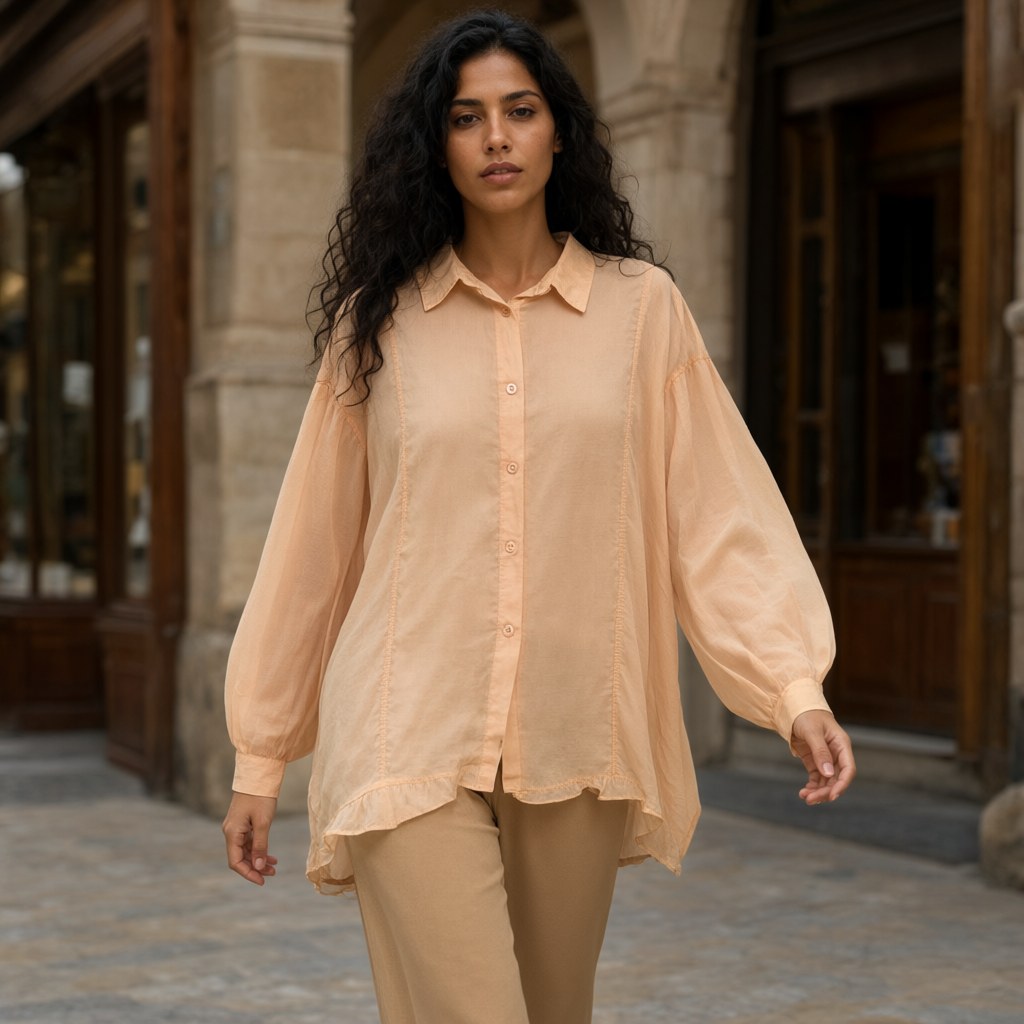 Camisa selva con una modelo para mujer Angara Moda