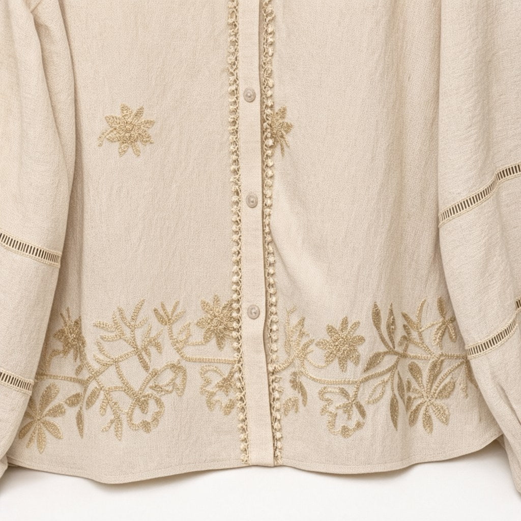 Detalle del tejido de Camisa onda para mujer Angara Moda
