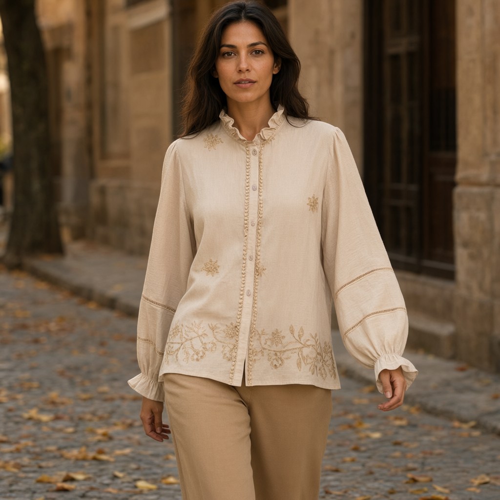 Camisa onda con una modelo para mujer Angara Moda
