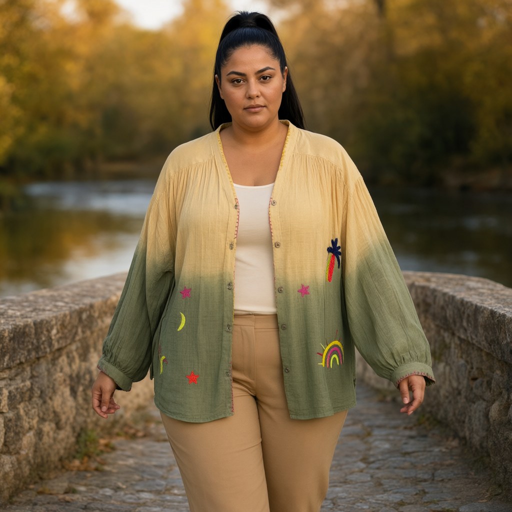 Camisa valle con una modelo para mujer Angara Moda