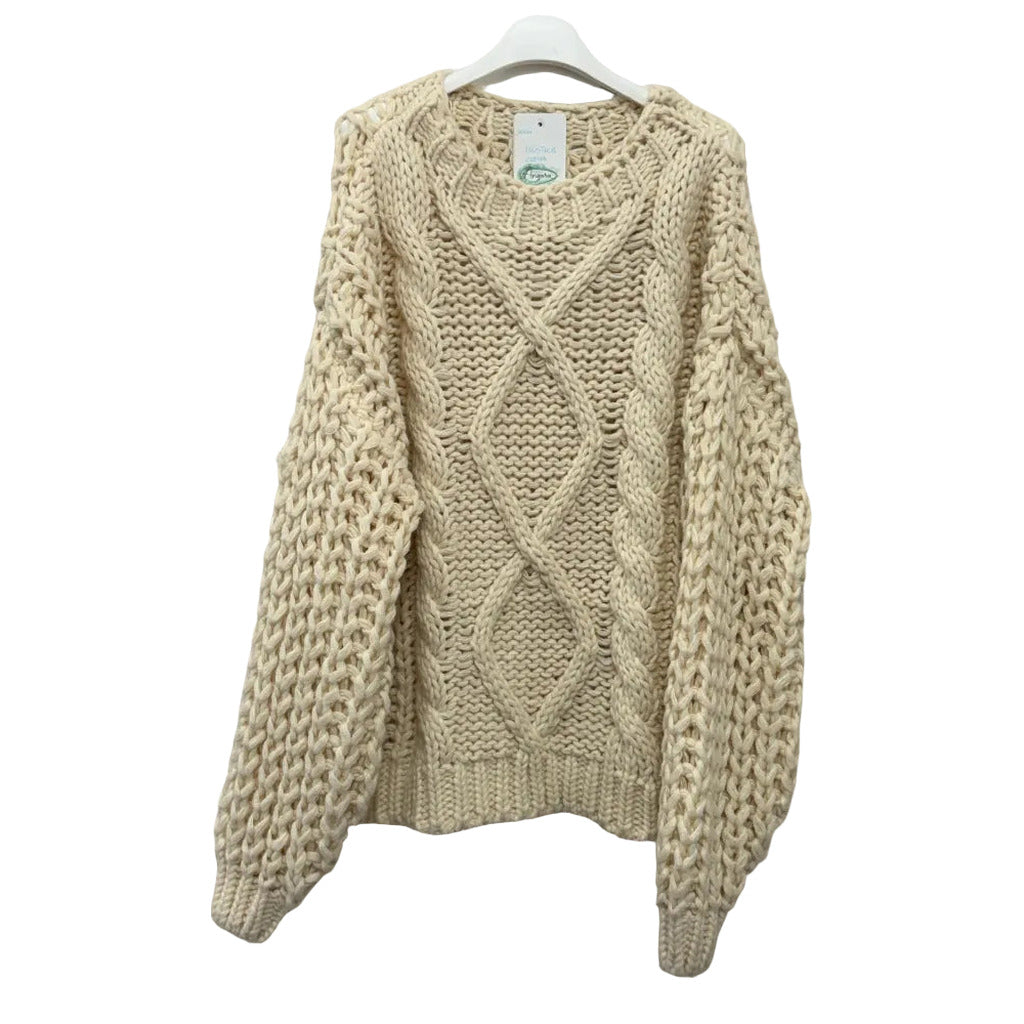 Jersey punto grueso rustica en color Crema sobre fondo blanco para mujer Angara Moda