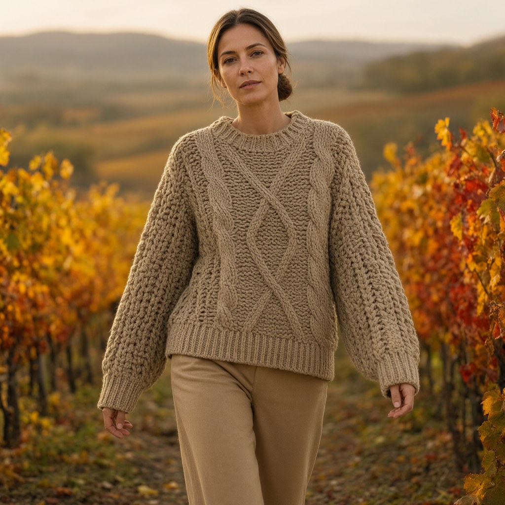 Jersey punto grueso rustica con una modelo para mujer Angara Moda