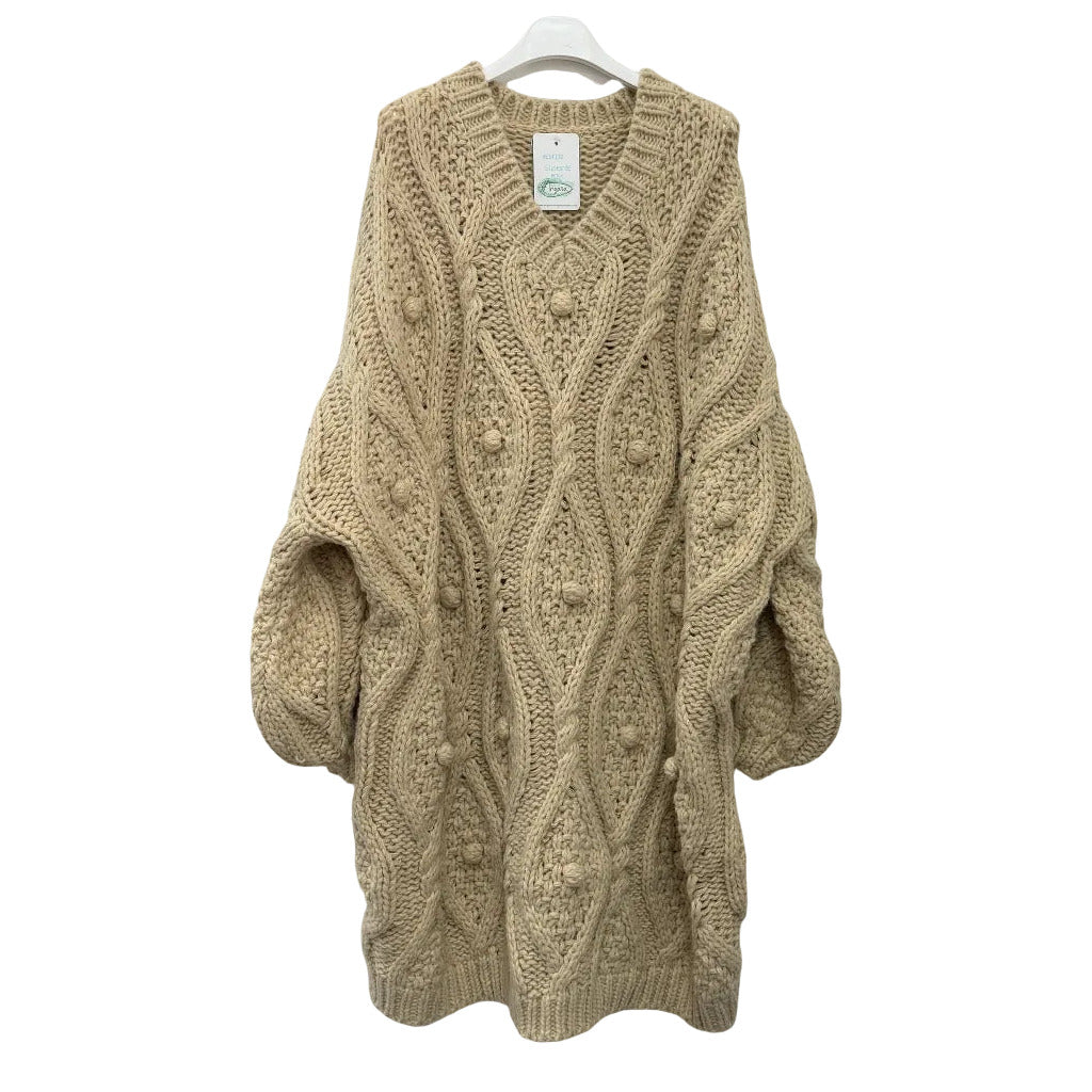 Vestido punto grueso silvestre en color Beige sobre fondo blanco para mujer Angara Moda
