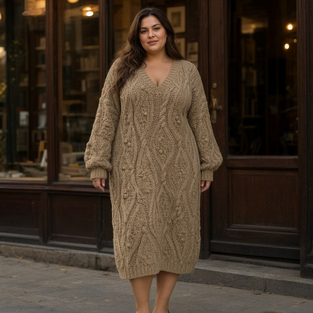 Vestido punto grueso silvestre con una modelo para mujer Angara Moda