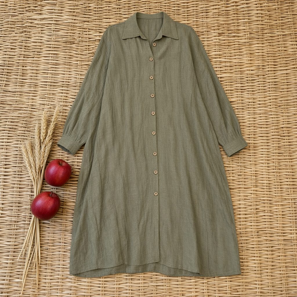 Vestido Corto Garibaldi Camisero Oversize Crush Botones Joya Talla Única desde arriba para mujer Angara Moda