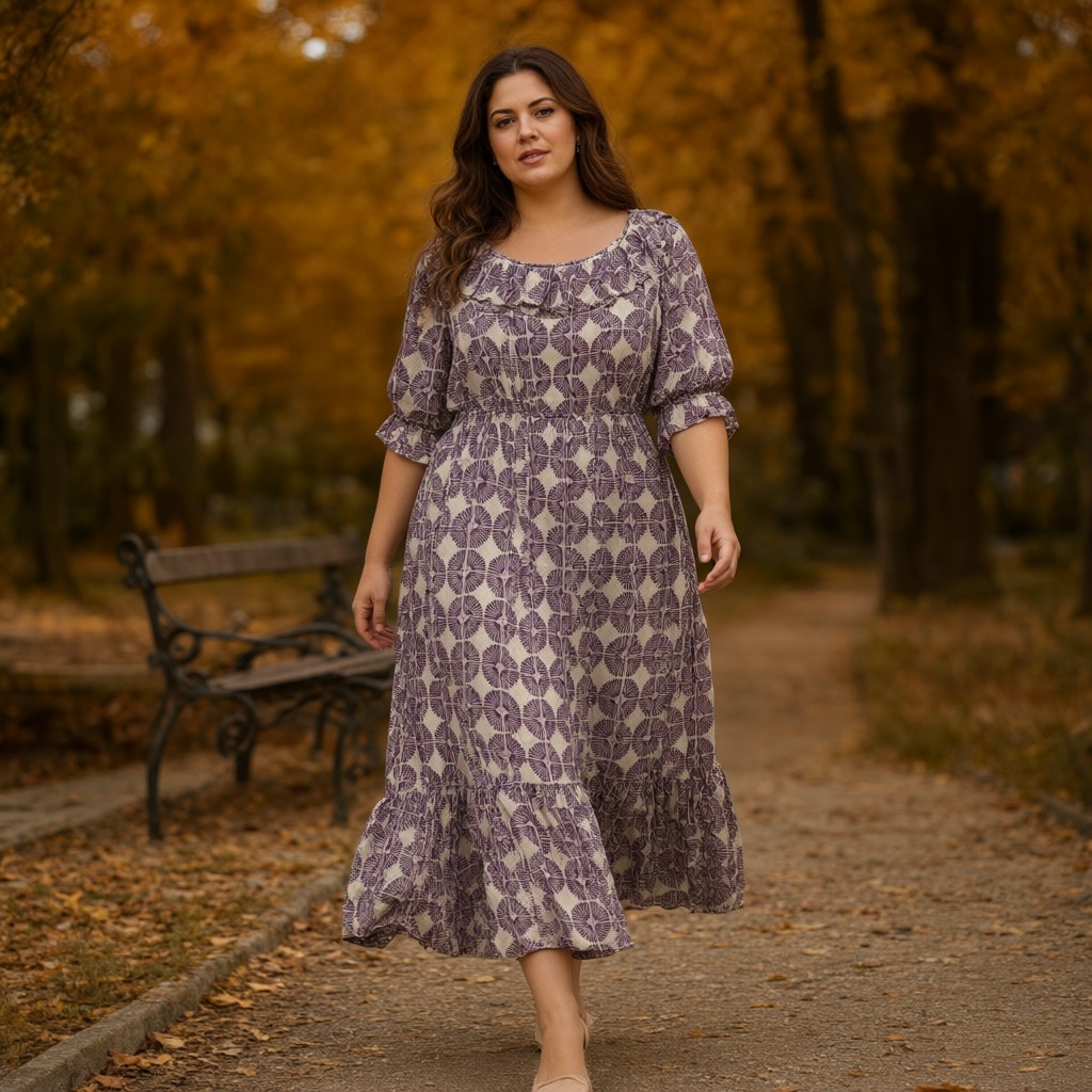 Vestido midi mayte con una modelo para mujer Angara Moda