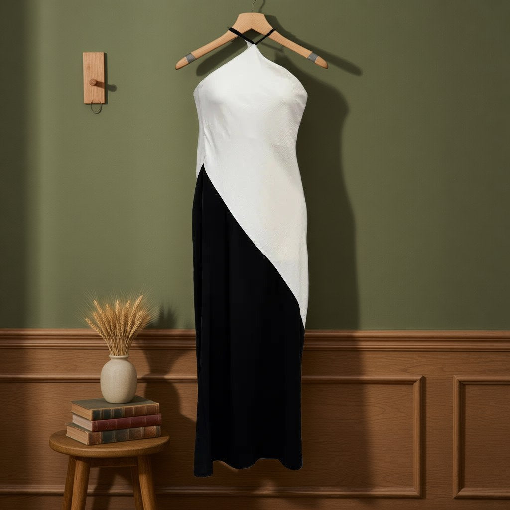 Vestido Largo Contradicción colgada en un ambiente para mujer Angara Moda