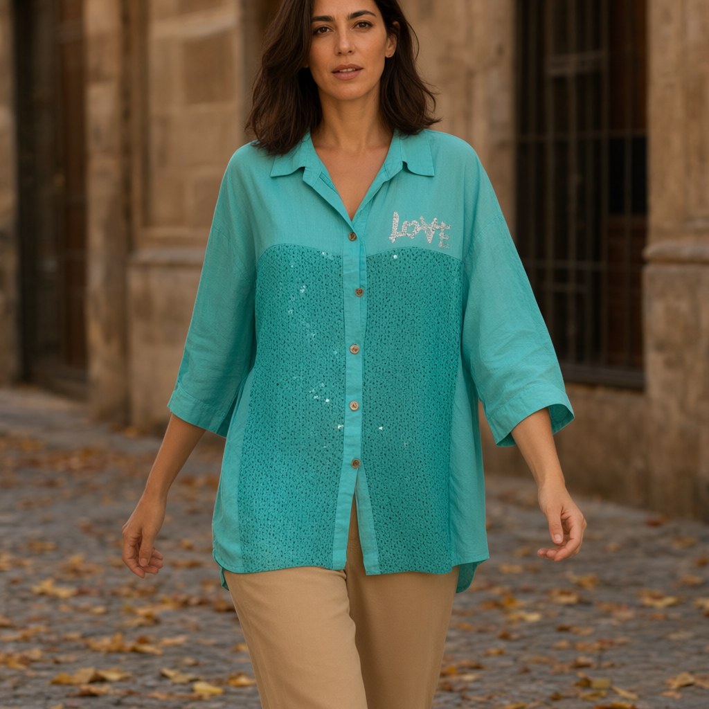 Camisa infiniti con una modelo para mujer Angara Moda