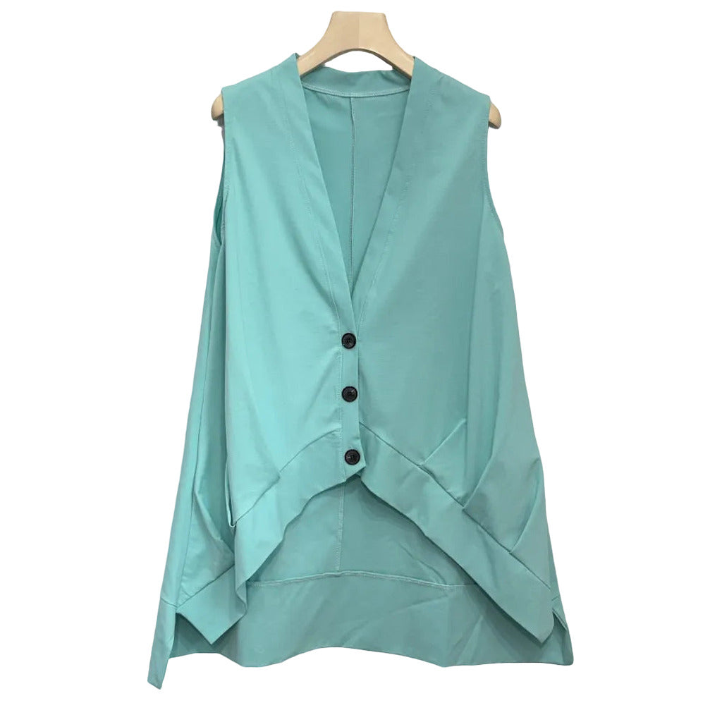 Chaleco elie en color Azul turquesa sobre fondo blanco para mujer Angara Moda