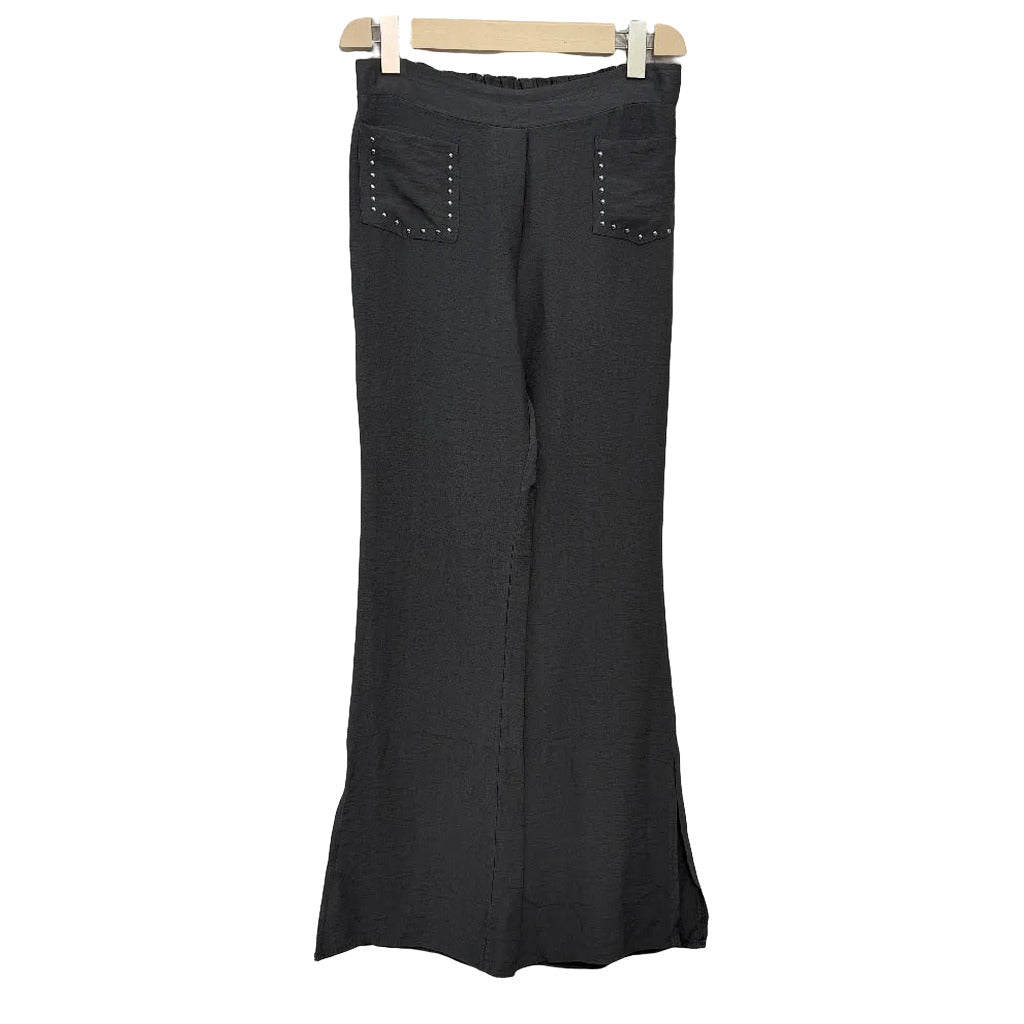 Pantalon tachitas en color Gris oscuro sobre fondo blanco para mujer Angara Moda