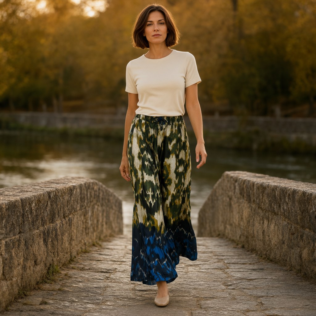 Pantalon lemur con una modelo para mujer Angara Moda