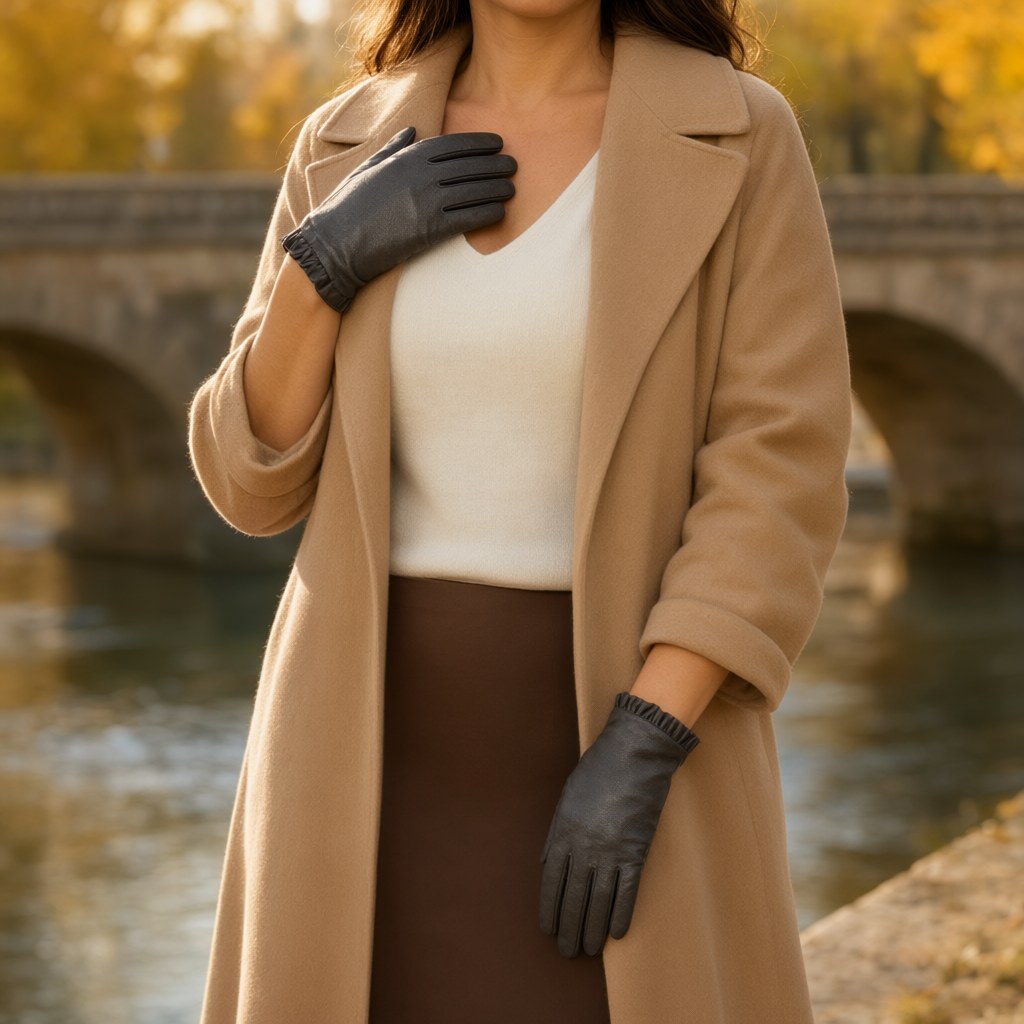 Guantes platita con una modelo para mujer Angara Moda