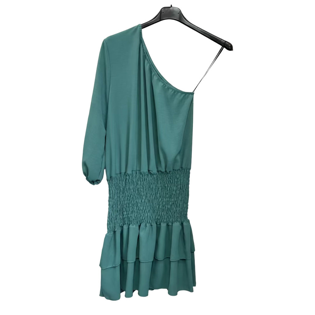 Vestido Colyas corto en color Azul turquesa sobre fondo blanco para mujer Angara Moda