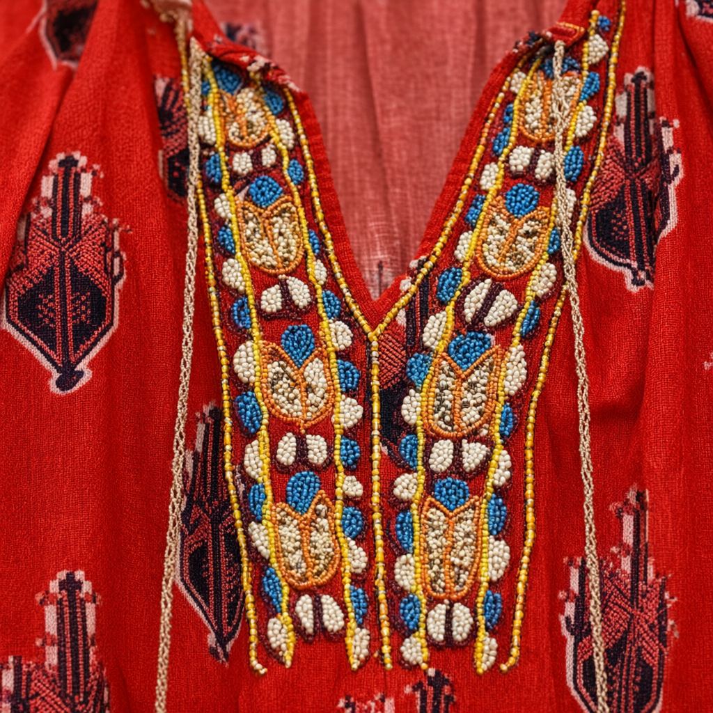 Detalle del tejido de Vestido corto Acraea para mujer Angara Moda