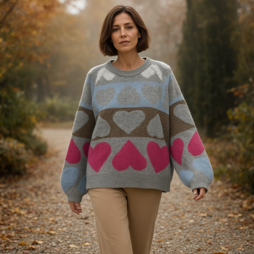 Jersey purpel con una modelo para mujer Angara Moda