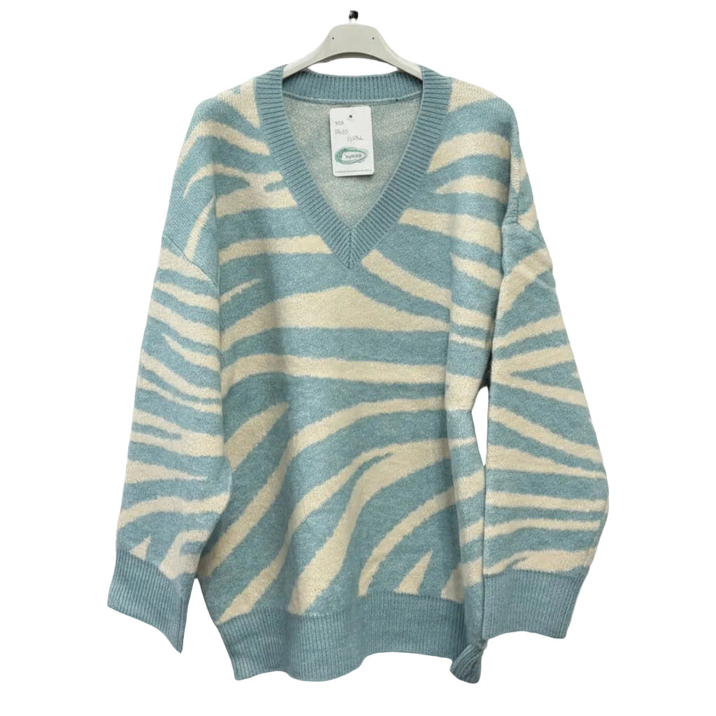 Jersey pavo real sobre fondo blanco para mujer Angara Moda