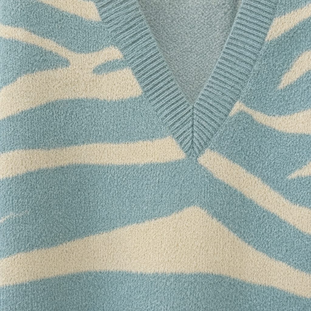 Detalle del tejido de Jersey pavo real para mujer Angara Moda