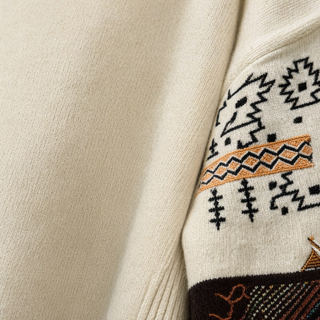 Detalle del tejido de Jersey etnibo para mujer Angara Moda