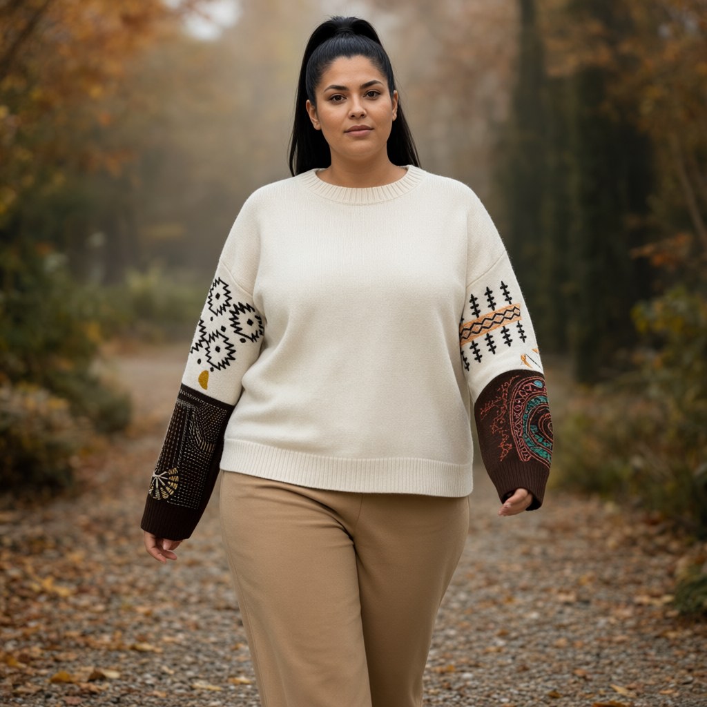 Jersey etnibo con una modelo para mujer Angara Moda