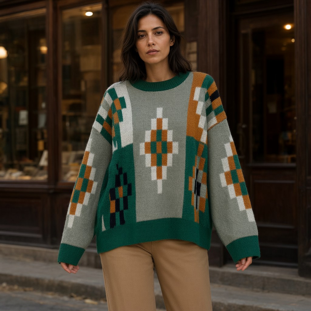 Jersey tetris con una modelo para mujer Angara Moda