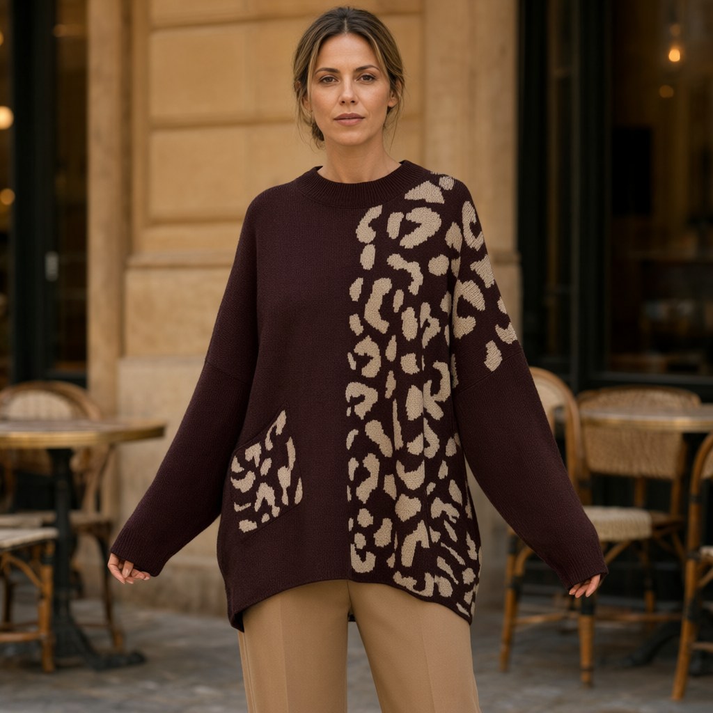 Jersey semileo con una modelo para mujer Angara Moda