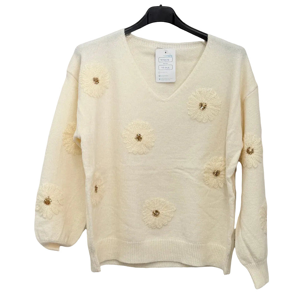 Jersey manantial en color Blanco crudo sobre fondo blanco para mujer Angara Moda