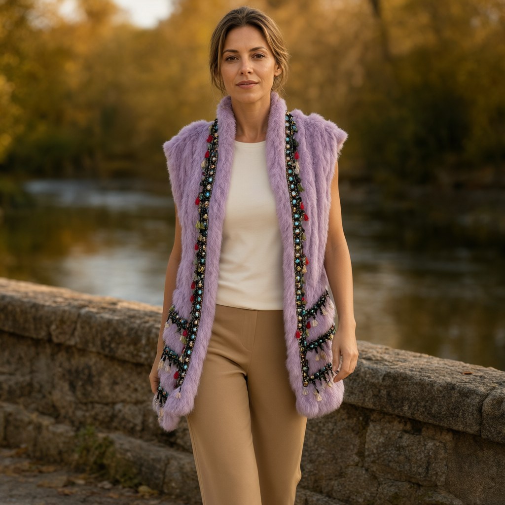 Chaleco tipi con una modelo para mujer Angara Moda