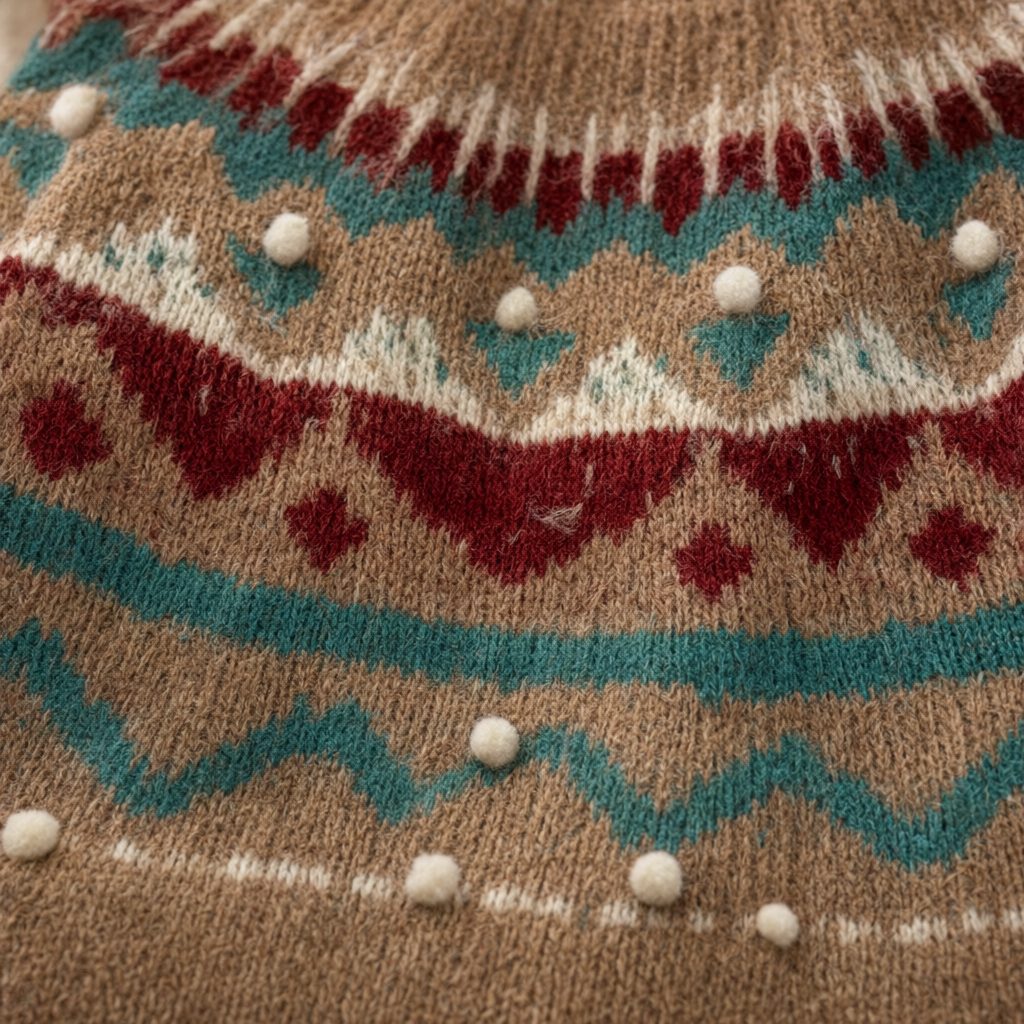 Detalle del tejido de Jersey nevado para mujer Angara Moda