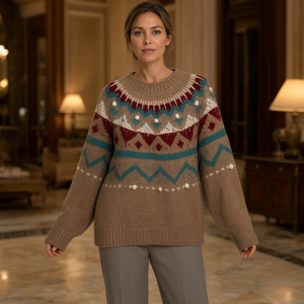 Jersey nevado con una modelo para mujer Angara Moda