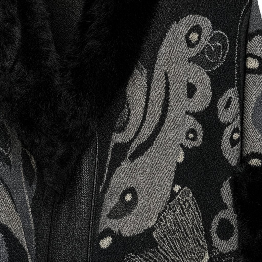 Detalle del tejido de Capa capibara para mujer Angara Moda