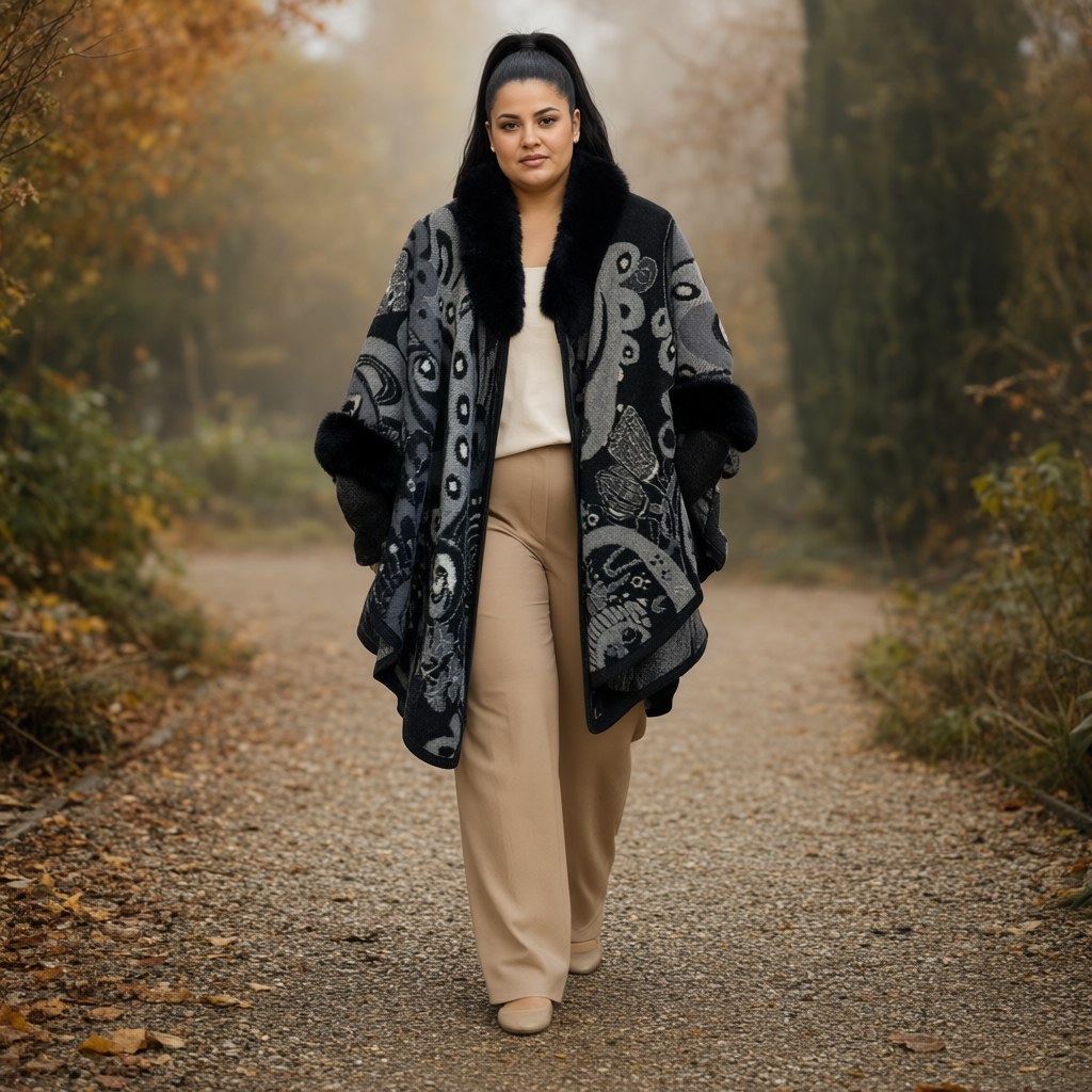 Capa capibara con una modelo para mujer Angara Moda