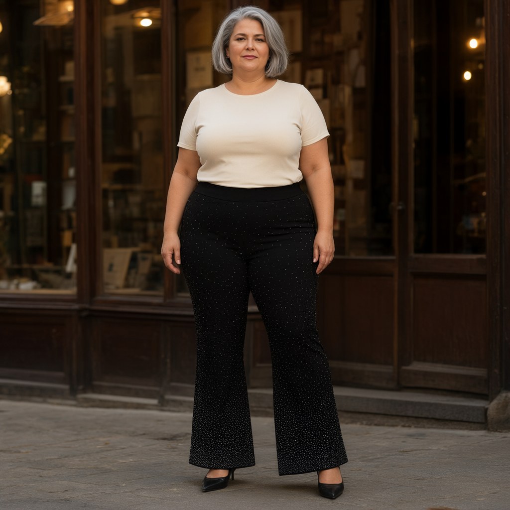 Pantalon estelar con una modelo para mujer Angara Moda