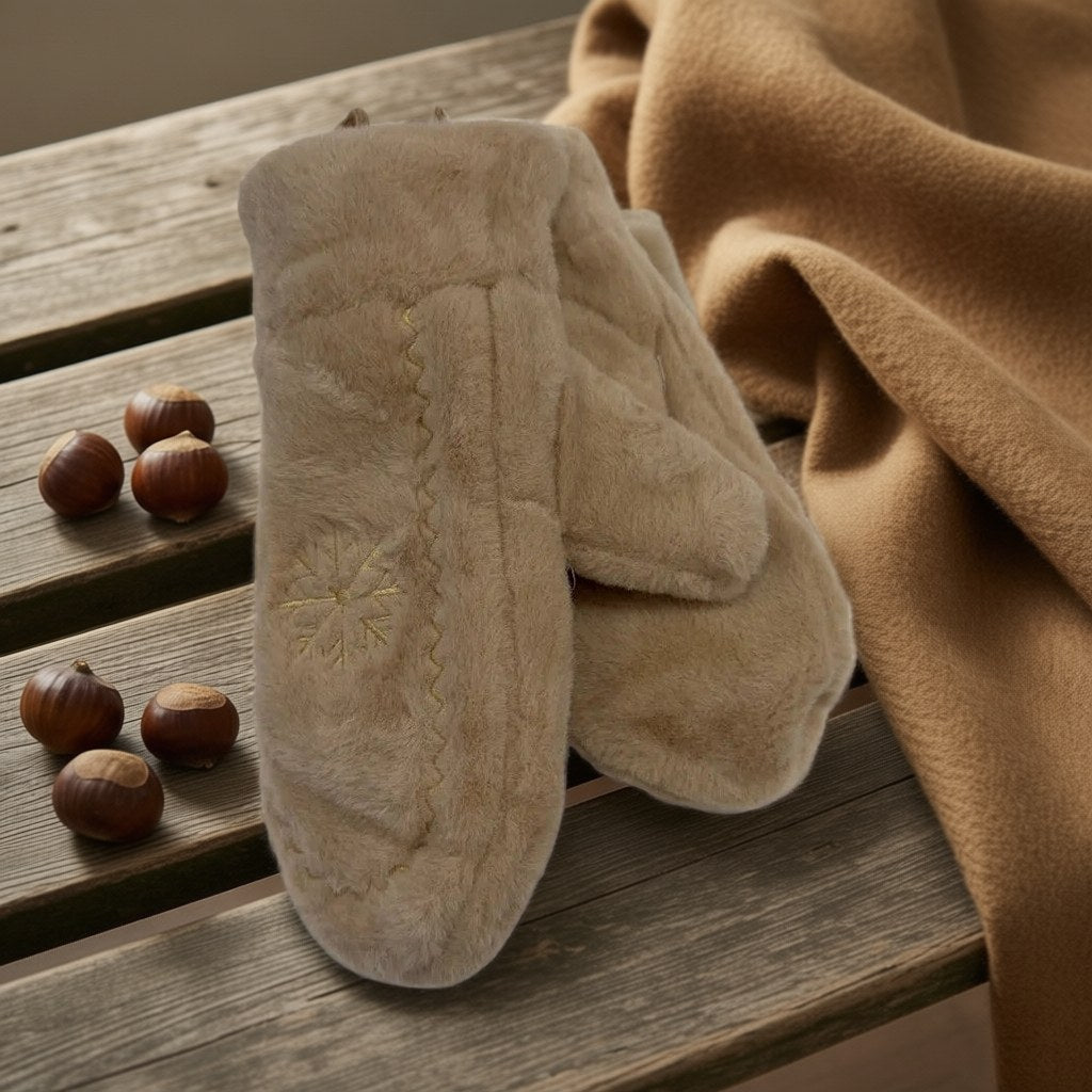 Guantes manoplas1 sobre una superficie para mujer Angara Moda