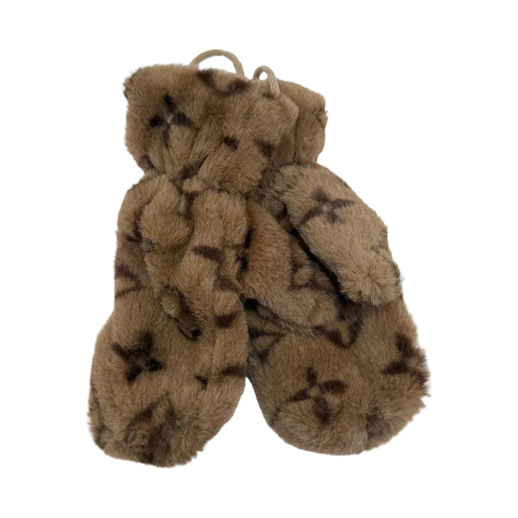 Guantes manoplas2 en color Marrón sobre fondo blanco para mujer Angara Moda