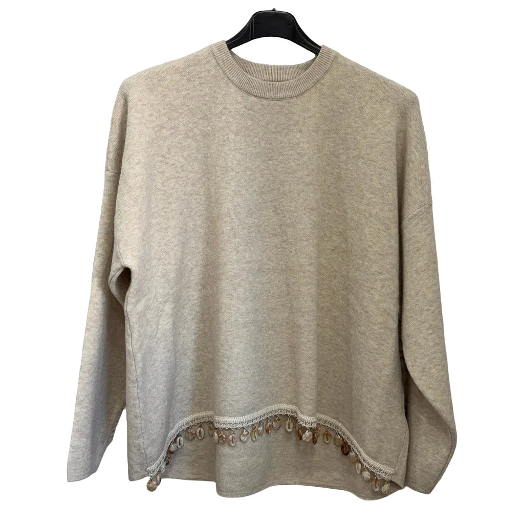 Jersey ratita en color Beige sobre fondo blanco para mujer Angara Moda