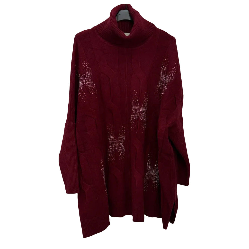 Jersey puercoespin en color Vino oscuro sobre fondo blanco para mujer Angara Moda