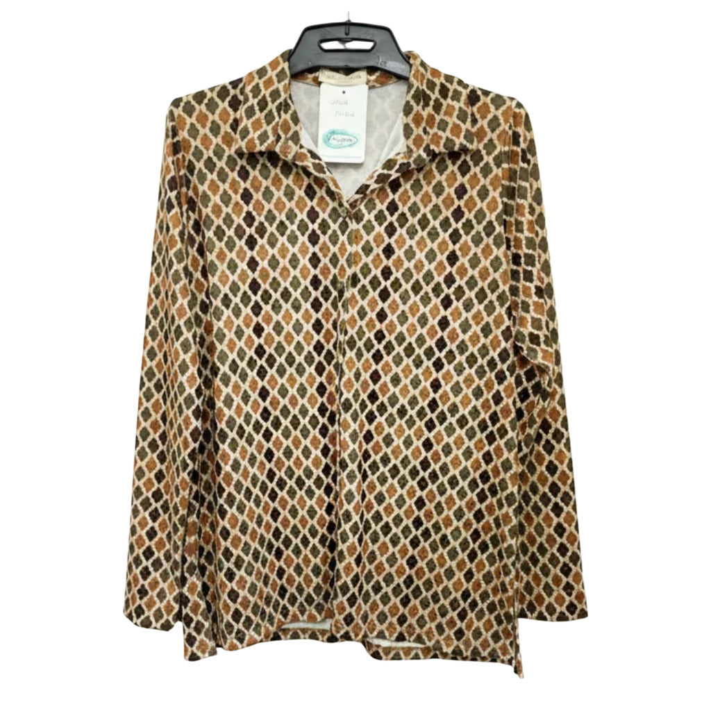 Camisa Málaga en color Geométrico 2 sobre fondo blanco para mujer Angara Moda
