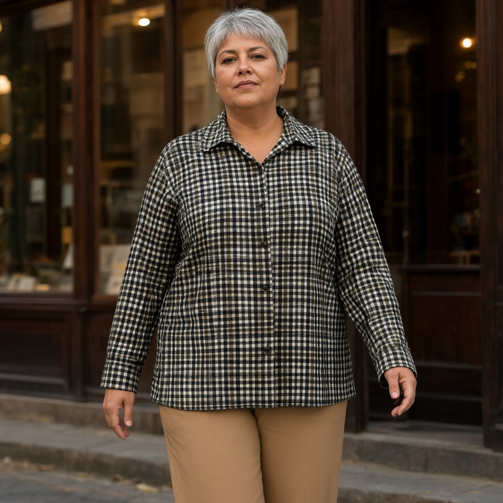 Camisa Málaga con una modelo para mujer Angara Moda