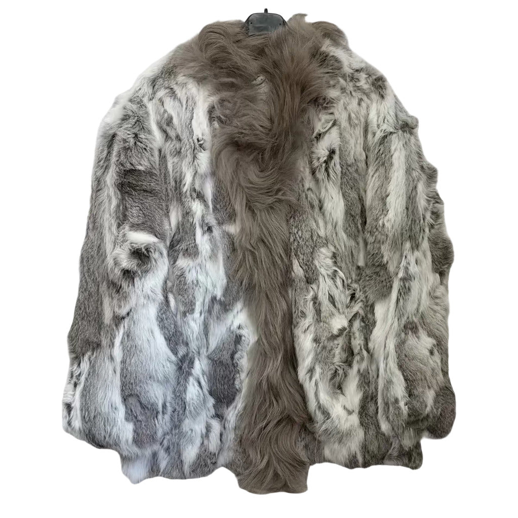 Abrigo komondor sobre fondo blanco para mujer Angara Moda